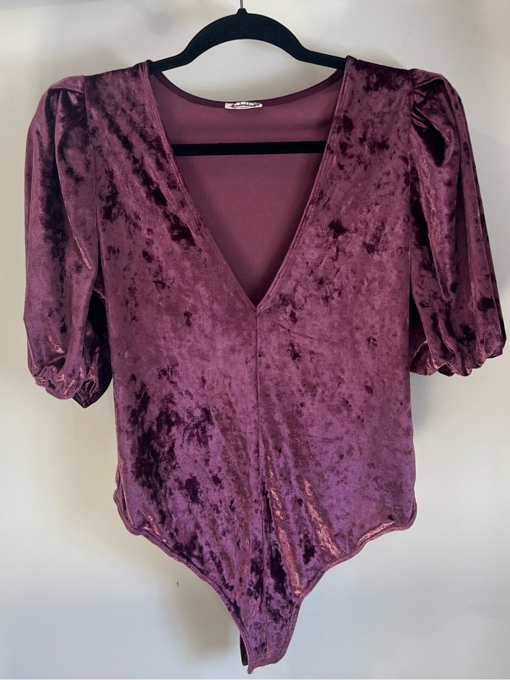 Intimately Free People Don't You Wish Velvet Bodysuit in Purple Small - Picture 2 of 5